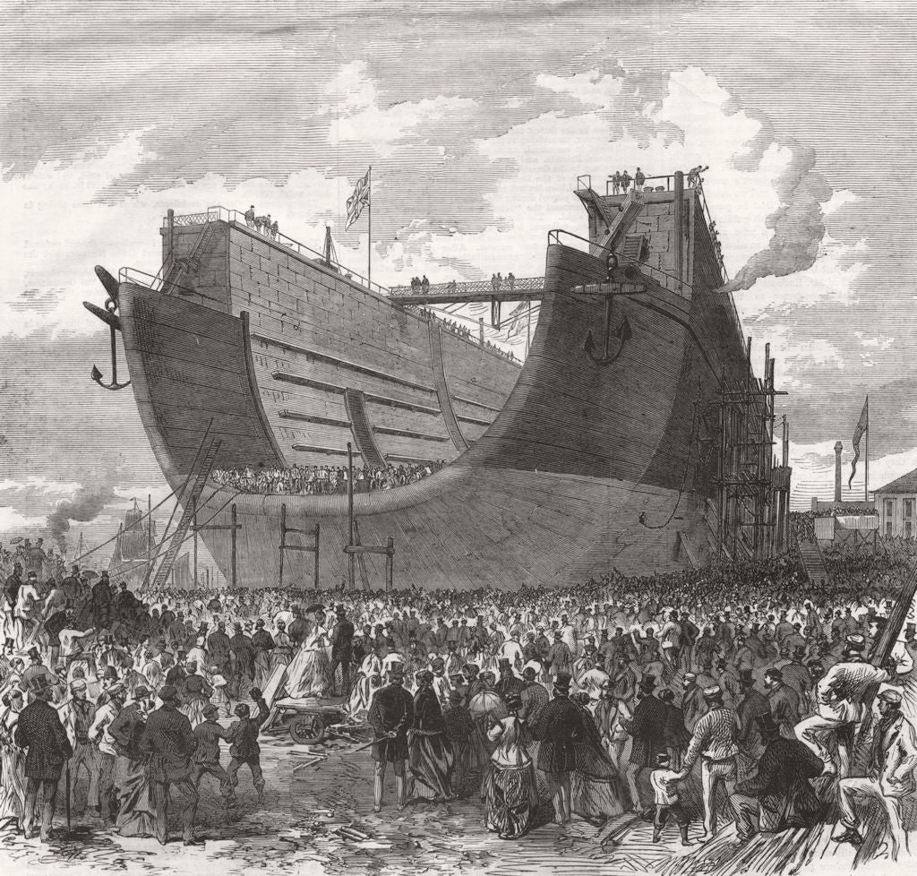 BERMUDA. 1st attempt to launch floating-dock at North Woolwich 1868 old print